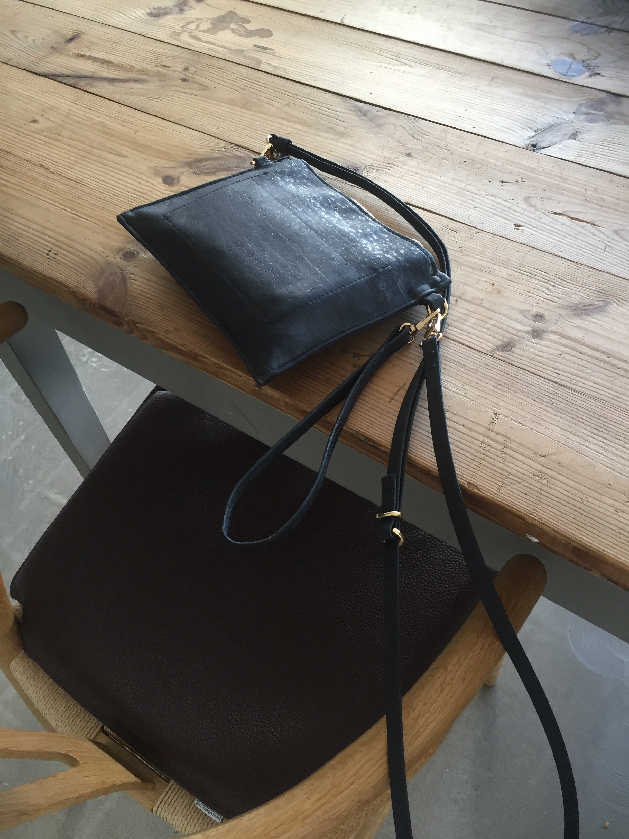 Black cork leather Mini Bag, styled in copenhagen