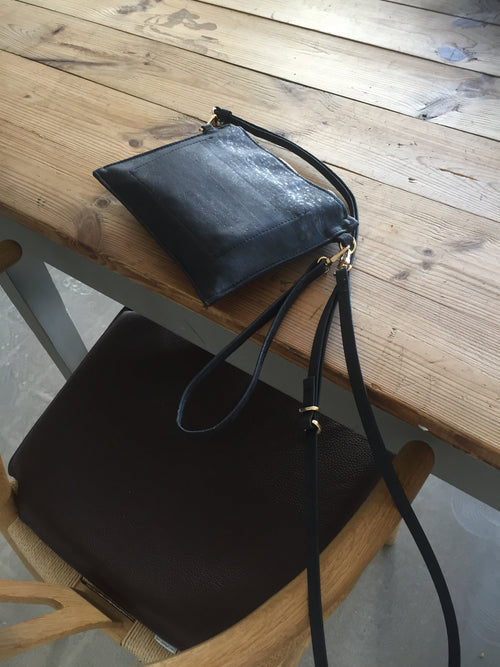 Black cork leather Mini Bag, styled in copenhagen