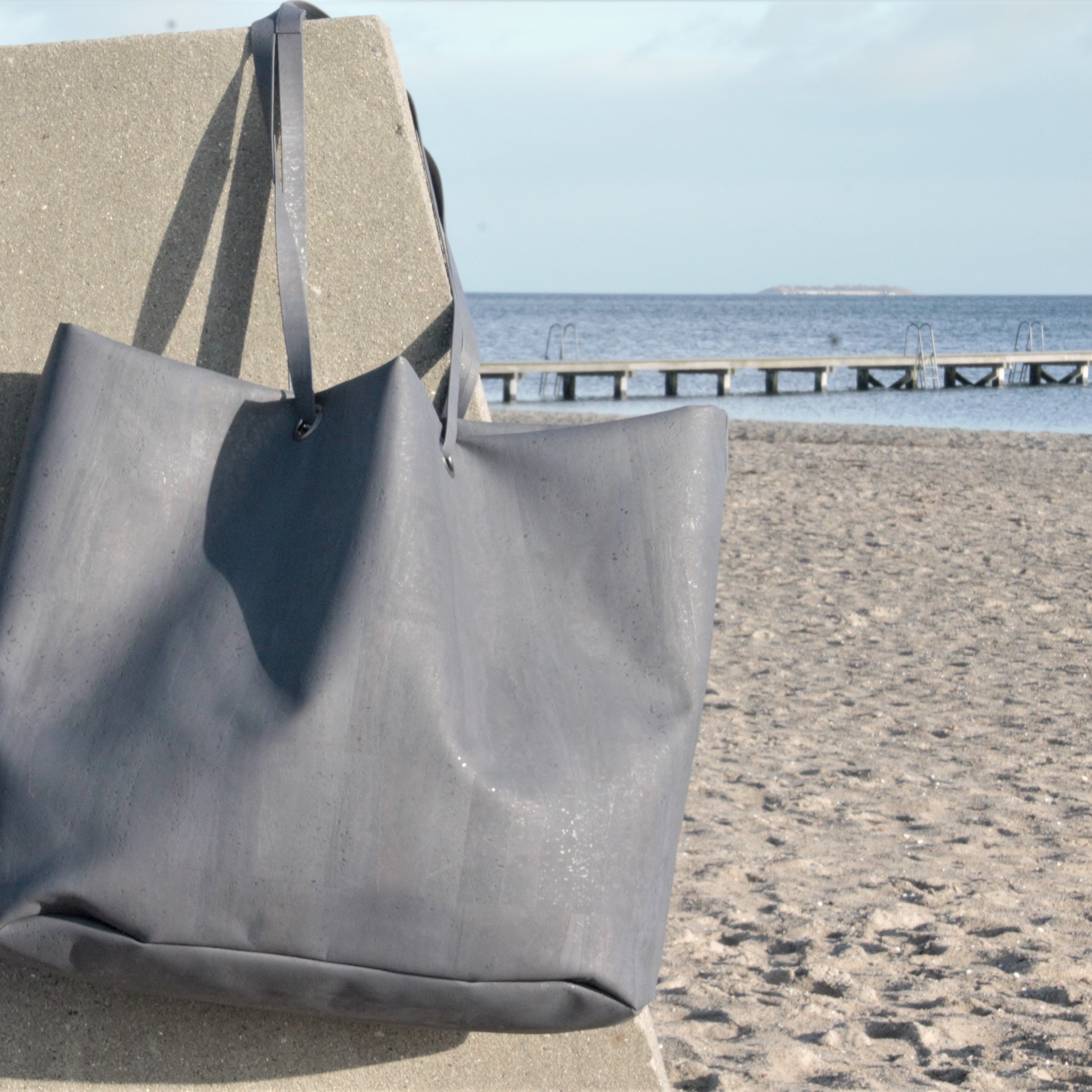 Grey cork leather Carry-All, material detail