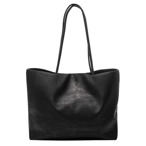 Black cork leather Shopper, front view
