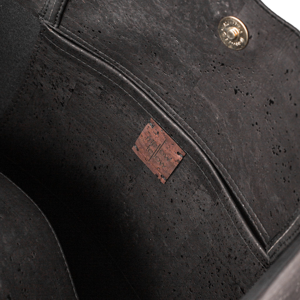 Black cork leather Shopper, interior view design by Mellow Fellow