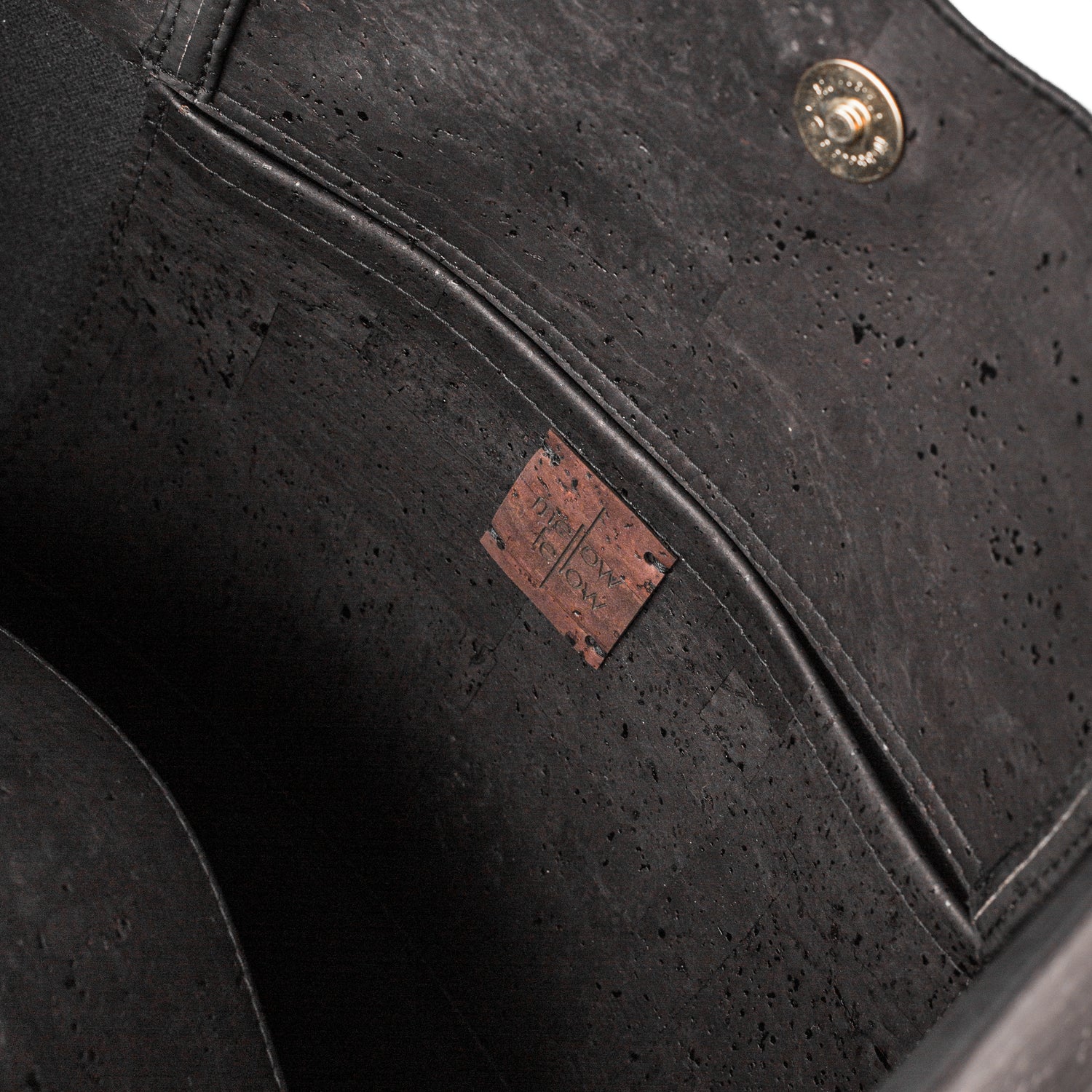 Black cork leather Shopper, interior view design by Mellow Fellow