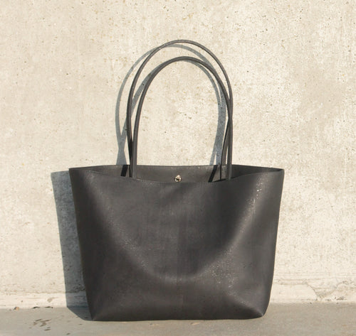 Black cork leather Shopper tote by Mellow Fellow